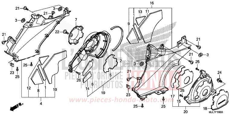 VERKLEIDUNG, STUFE/MOTOR, SEITENVERKLEIDUNG von Integra 750 PEARL GLARE WHITE (NHB53) von 2014